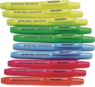 AbilityOne Retractable Chisel Tip Highlighter - 10 Pack Assortment 7520-01-554-8208: SE, 10 Item(s)