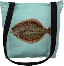 Betsy Drake Flounder on Aqua Left Medium Tote Bag 16x16