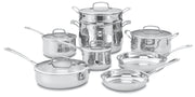 Contour Stainless 13-Piece Cookware Set with 12-Quart Stockpot Bundle by Cuisinart – Variety Pack, Aluminum, Silver