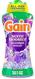Gain In-Wash Laundry Scent Booster Beads Long-Lasting Fresh Scent Beads All Day Freshness and Odor Protection, Moonlight Breeze Scent, 30.1 oz (Packaging May Vary)