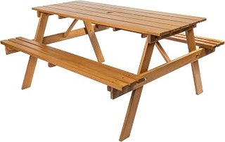 JONATHAN Y Shoreham Eucalyptus Wood Outdoor Picnic Table, 55", Teak Brown