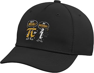 Get Real Be Rational Funny Math Pun Typographic Pi Symbol Adjustable Baseball Hat