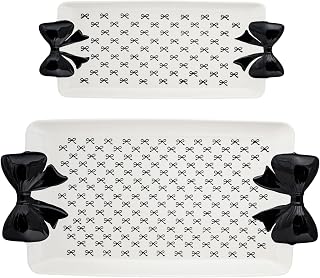 10 Strawberry Street Black Bow Serving Tray, Set of 2