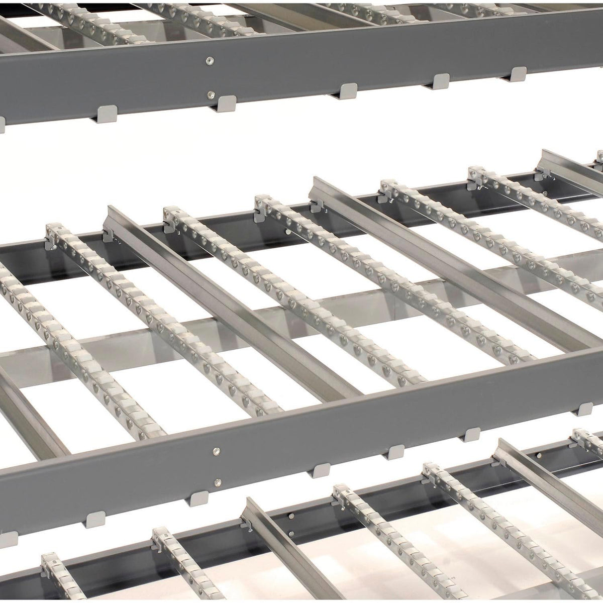 4 Level Single Depth Gravity Flow Carton Rack by Global Industrial – 48"L x 96"W x 84"H, Alloy Steel, Grey, Model 184058