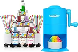 Syrup 6 Flavor Assortment bundled with Hawaiian Shaved Ice Mini Snow Cone Machine