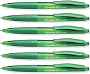 Schneider Suprimo Ballpoint Pen with Rubber Grip & Medium Tip, Green 6 Pack | Retractable, Refillable, Smooth Everyday Writing, Waterproof ISO-Certified Ink, Document Proof, Ideal for Office, Work, Home