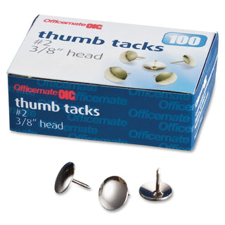 OIC92912 - OIC Thumb Tacks by Officemate – 3/8 inches, Alloy Steel, Silver