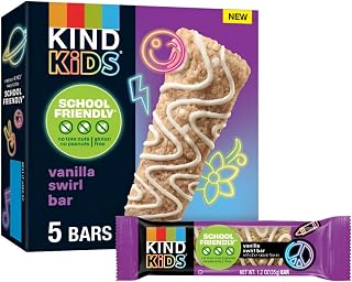 KIND Kids Granola Bars, Vanilla Swirl, Gluten Free, Low Sodium, Peanut and Tree Nut Free Snacks, 5g Protein, 5 Count