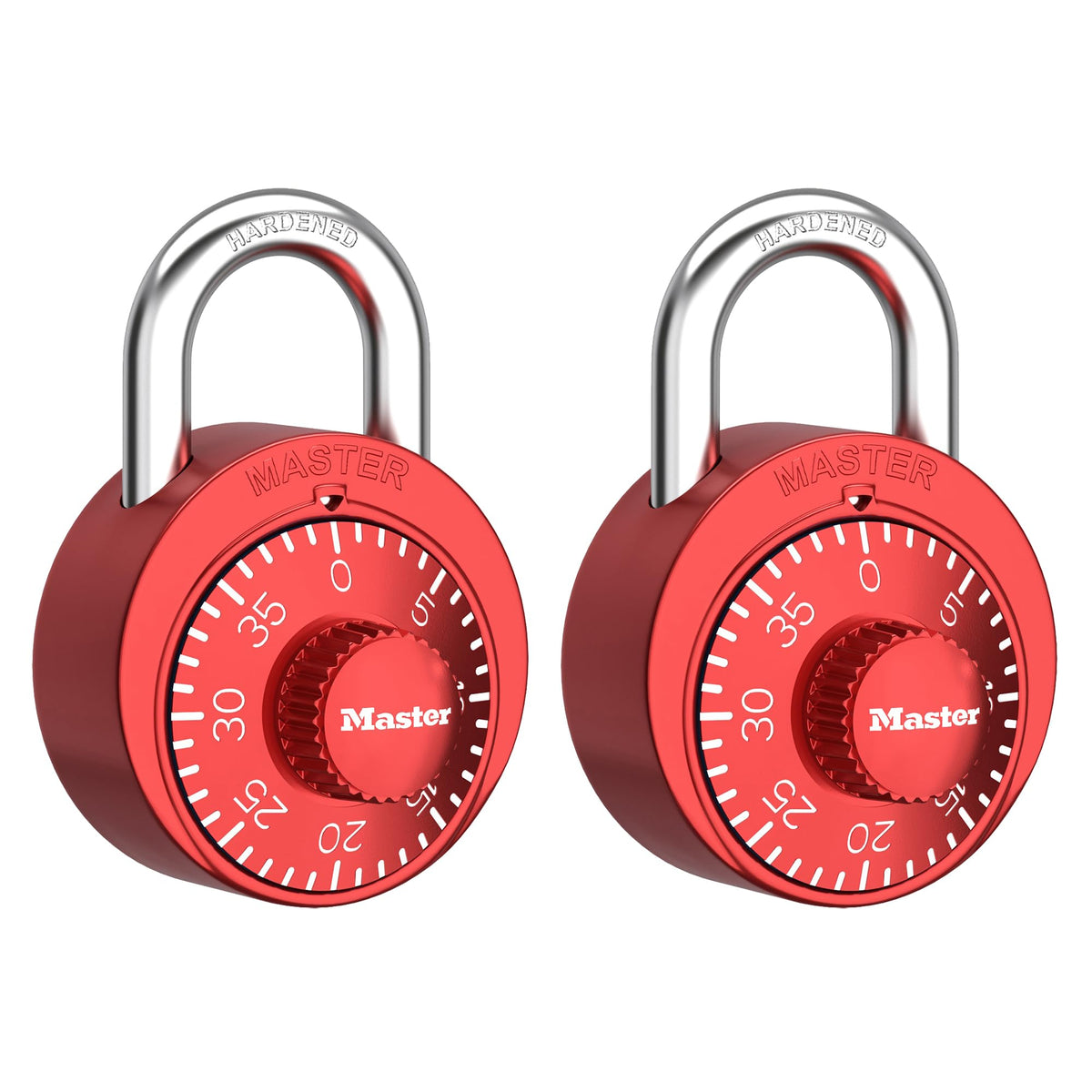 Combination Padlock by Master Lock – 2 Pack, Metal, Red, Pack of 2, Model 1530REDEC2