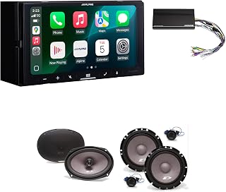 Alpine iLX-W770-M KTA-450 Amp SXE 6.5in Component & 6x9 Speakers | Wireless CarPlay and Android Auto receiver with 45W RMS x 4 power pack amplifier.