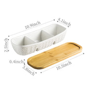 Miamolo Divided Condiment Tray with Ceramic Bowls, 11.4 Inch, White