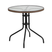 Flash Furniture Clear/Dark Brown / Table + 4 Chair / Round Table + 4 Chairs Table & Chair Sets