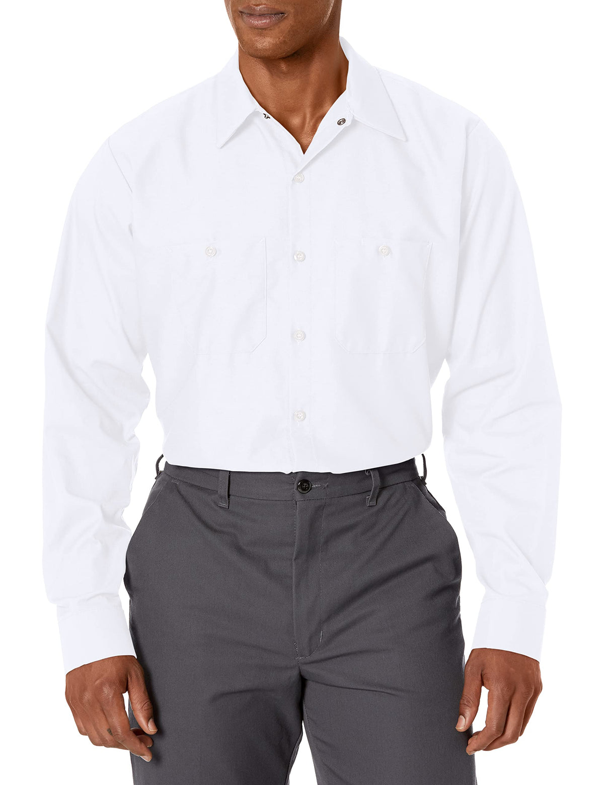 Long Sleeve Industrial Solid Work Shirt White Small - 5 Pack by Red Kap – White, Pack of 5, Model SP14