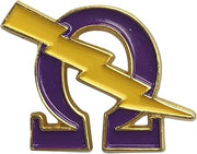 Psi Phi Omega & Bolt Lapel Pin in Purple 3/4"