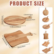 Hsei Acacia Wood Cutting Boards, 2 Pack with Handles, Round and Rectangular