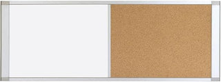 MasterVision Combo Board Magnetic Dry Erase Whiteboard/Cork Bulletin Board, 48" x 18", Aluminum Frame