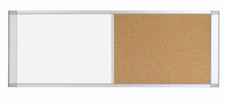 Combo Board Magnetic Dry Erase Whiteboard/Cork Bulletin Board by MasterVision – 48"W x 18"H, Aluminum, Brown, Model XA42003700