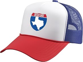 Bedford Texas TX Interstate Highway Vacation Souvenir Trucker Hat with Adjustable Mesh Back