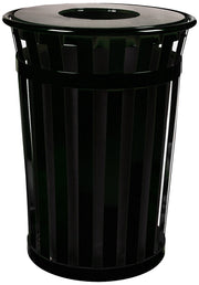 Oakley Standard Waste Receptacle by Witt Industries – Round, 36.0 gallons, Steel, Black, Model M3601-FT-BK