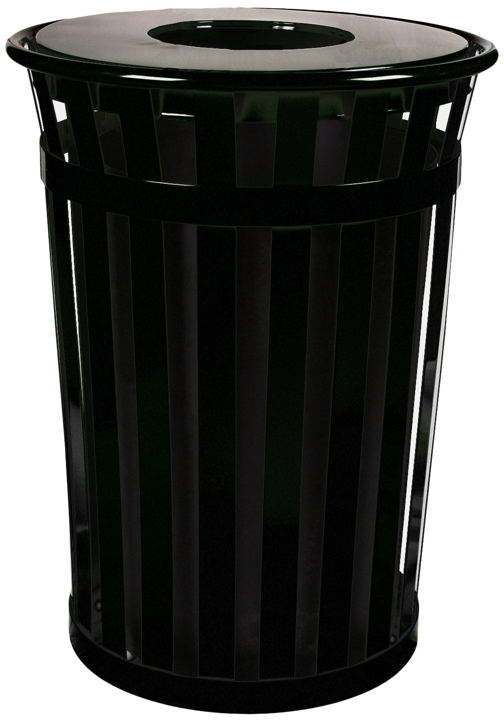 Oakley Standard Waste Receptacle by Witt Industries – Round, 36.0 gallons, Steel, Black, Model M3601-FT-BK