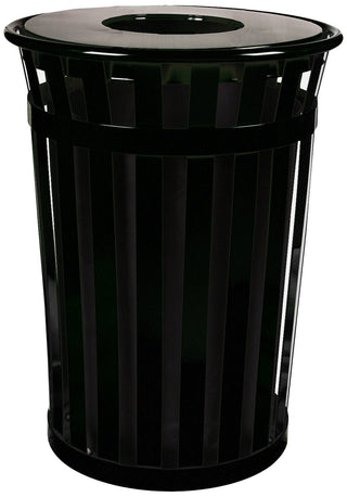 Oakley Standard Waste Receptacle by Witt Industries – Round, 36.0 gallons, Steel, Black, Model M3601-FT-BK