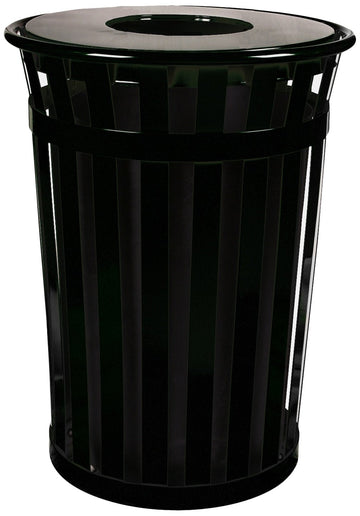 Oakley Standard Waste Receptacle by Witt Industries – Round, 36.0 gallons, Steel, Black, Model M3601-FT-BK