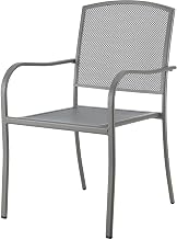 Global Industrial Outdoor Cafe Steel Mesh Stacking Armchair, Gray, 2 Pack