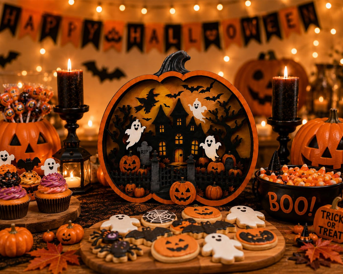 VQRZG Wooden Pumpkin Sign, 3D Layered Design, Pumpkin Sign