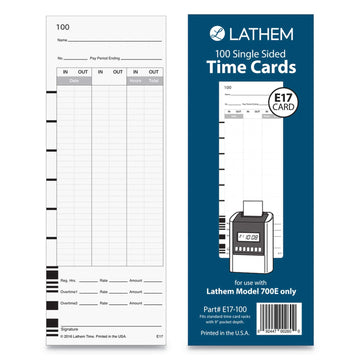 LTHE17100 - Model 700E Clock Single Sided Time Cards by Lathem – Small, White, Pack of 100, Model 1401898