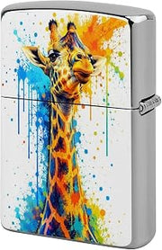 Copper Colorful Giraffe Splash Portrait Lighter Case, Metal Lighter Cover Sleeve Protective Shell Holder, Durable Accessory for Travel, Camping