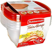 Rubbermaid TakeAlongs Deep Square Food Storage Containers, 5.2 cups, 4 pack, Tint Chili Red