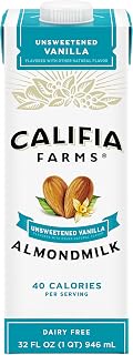 Califia Farms Unsweetened Vanilla Almond Milk, 32 Oz, Dairy Free, Vegan, Plant Based, Keto, Shelf Stable, Vegan, Gluten Free, Non GMO, Sugar Free, High Calcium, Smoothie
