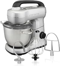 Hamilton Beach Stand Mixer with 4 Quart Stainless Steel Bowl, 7 Speeds, 300 Watt Motor, Silver, R63392 (Renewed)