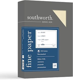 Southworth 564C 25% Cotton Linen Business Paper Ivory 24 lbs. 8-1/2 x 11 500/Box FSC