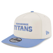 Men's Cream/Light Blue Tennessee Titans Wordmark 9FIFTY A-Frame Snapback Hat by New Era – 100% Polyester Woven, Model Sp26 Nfl Wordmark A-frame Pre-curved 9fifty