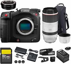 EOS C80 6K Full Frame Cinema Camera RF Mount Triple Base ISO Internal RAW Light Compact Professional Filmmaking (6389C002) + Canon RF 100-500mm Lens + Adapter EF-EOS R + 64GB Card