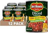 Del Monte Diced Fire Roasted Tomatoes with Hatch Green Chiles 14.5 oz Can (Pack of 12)