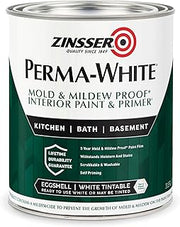 Zinsser 02774 PERMA-WHITE Mold & Mildew Proof Interior Paint, Quart, Eggshell White | Eggshell finish. Mold & mildew-proof, moisture-resistant finish for baths, kitchens & basements. Scrubbable & washable.