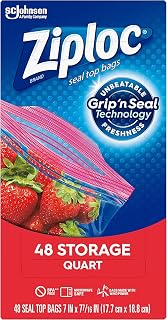 Ziploc, Storage Bag, Quart, Value Pack, 48 ct (Pack of 1)