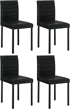 Coaster Home Furnishings - Garza - Wood and Metal - Set of 4 Side Chairs with Leatherette Upholstery, Horizontal Channel Stitching, and Foam Padding - Dining Room - 38.5-Inch - Black - 193982