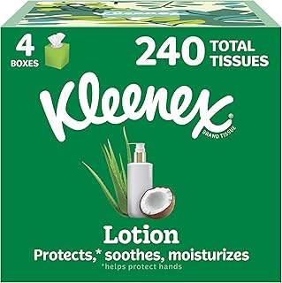Kleenex Lotion Facial Tissues, 4 Cube Boxes, 60 Tissues per Box