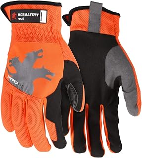 MCR Safety 954L HyperFit Mechanics Work Gloves, Synthetic Leather Palm Reflective Logo on Super
