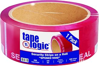 Aviditi Tape Logic Security Void Tape Strips, 2 x 5-3/4 Inches, 3.9 Mil Thick, Red, Displays- "Opened Void" Message When Tampered (1 Roll, 330 Strips Per Roll)