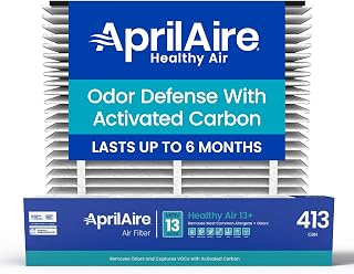 Genuine AprilAire 413CBN Replacement Filter for AprilAire Whole House Air Purifiers - MERV 13 with Carbon, Healthy Home Allergy + Odor Reduction, 16x25x4 Air Filter (Pack of 1)