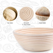 DOYOLLA Proofing Baskets, 8.5 Inch Round Rattan Set, Beige