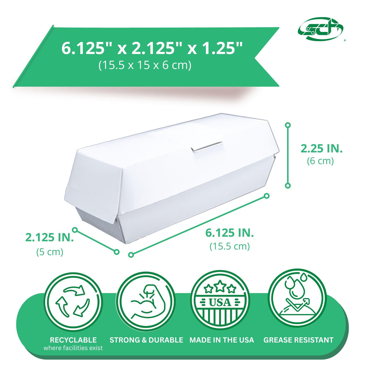 SOUTHERN CHAMPION TRAY Regular / 6-1/8" x 2-1/8" x 2-1/4" / White Clamshell Take Out Containers
