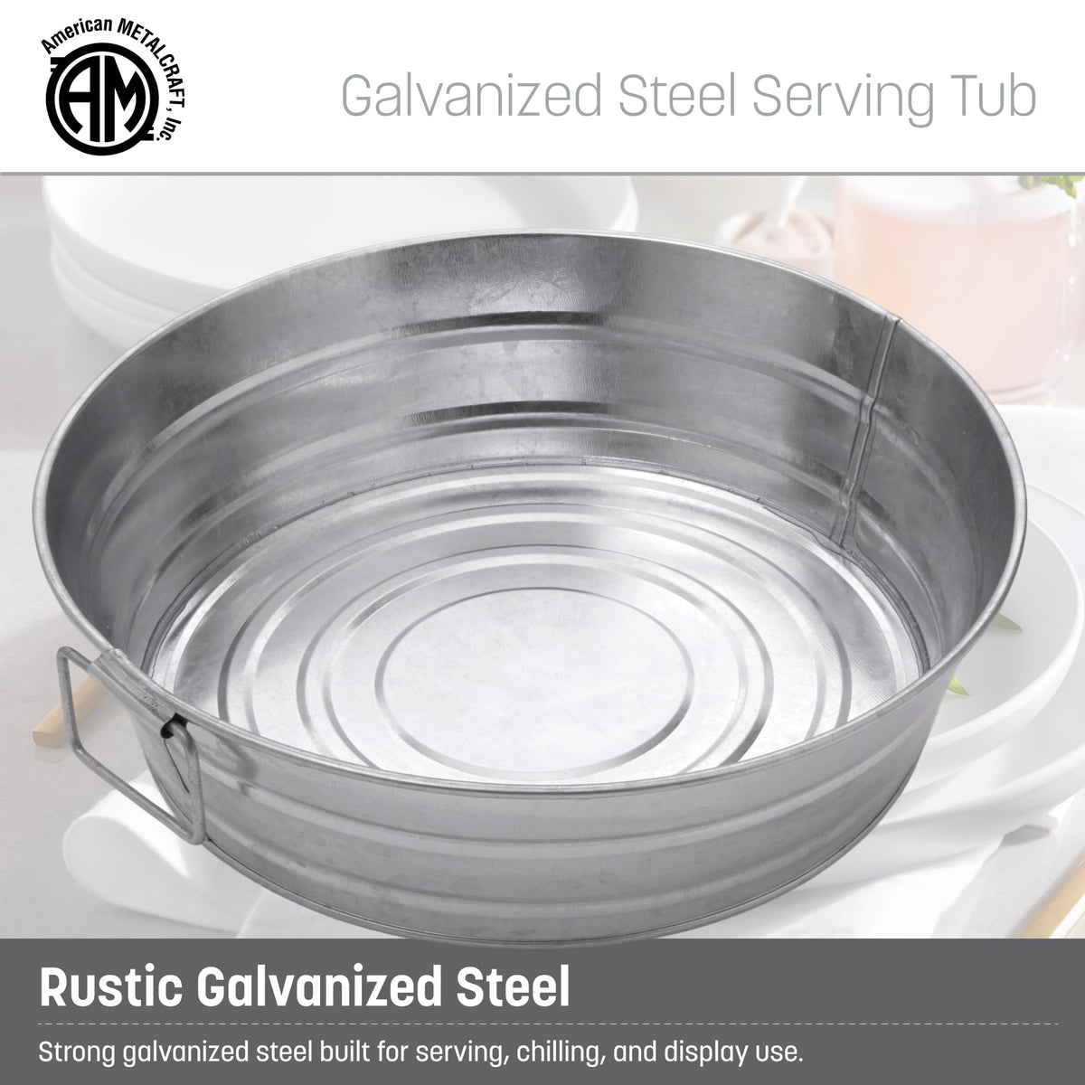 American Metalcraft 95 oz (Pack of 1) / Tub / Silver Serving Trays