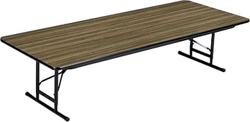Correll 36"x72" Commercial Duty Adjustable Height Short Folding Table, Colonial Hickory HP Laminate Top, Heavy 3/4" Core, USA Made (CFA3672PXS-53)