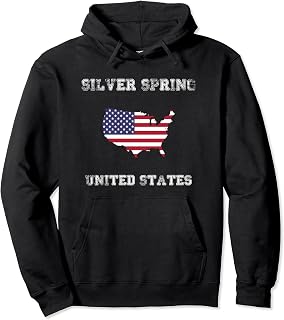 Retro Silver Spring USA Distressed USA Flag Pullover Hoodie
