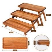 GEHE Tiered Serving Stand, Acacia Wood, 3 Tier Foldable